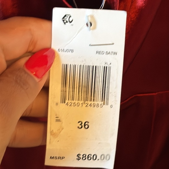 NWT Carolina Ritzler Satin Ruby Red Halter Jumpsuit Size 36 - Picture 5 of 13